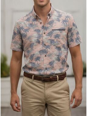 LIKE NEW | Sunrise Kingdom | M | Mens Pink Tropical Shirt